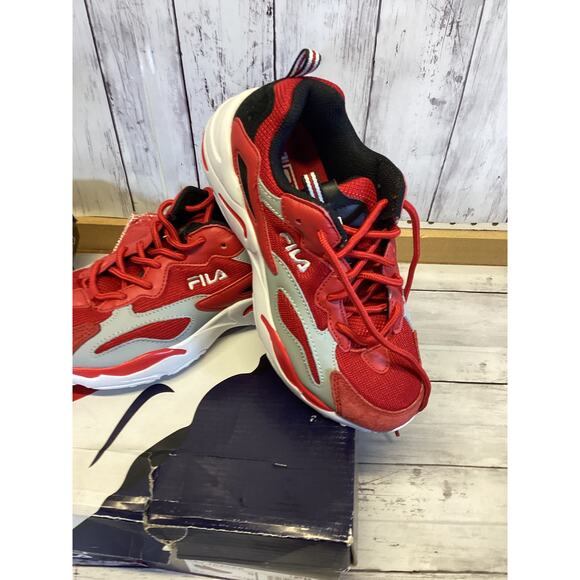 FILA Kids' Ray Tracer Athletic Sneakers - Red/Grey/Black - Picture 3 of 4